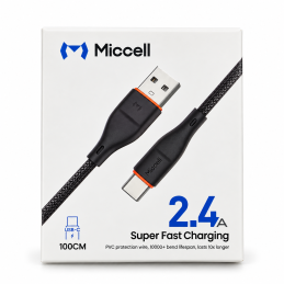 Kabel USB-A – USB-C Miccell VQ-D06, 2,4 A, 1 m, czarny - ✔️ cena, opinie | Endocam.pl