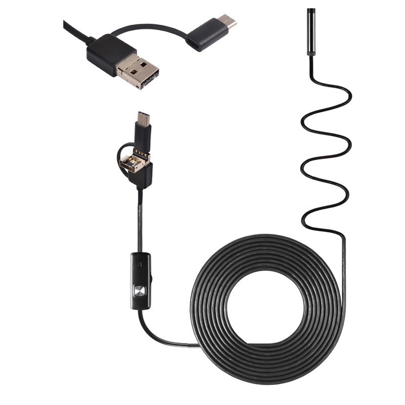 1m/7mm endoskop pre PC a Android USB/microUSB/USB-C Hard
