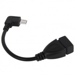 OTG kábel 90stupňový MicroUSB / USB čierny 13cm
