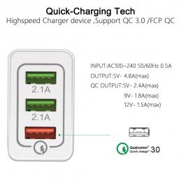 AR-QC-03 3 portový USB Quick Charge adaptér 18W